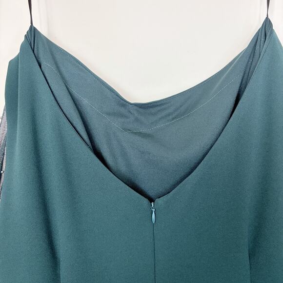 Betsy & Adam Plus "Emily" Short Scuba Crepe Beaded Flutter Sleeve Dress 18W Pine - Picture 11 of 14